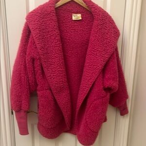 Cozy Nordic Beach Pink Sherpa Jacket